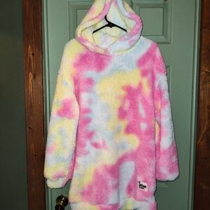 Colorful Tie-Dye Hooded Blanket Sweatshirt/ Dress
